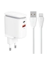 LDNIO A2423C Wall Charger USB-A, USB-C + Lightning cable