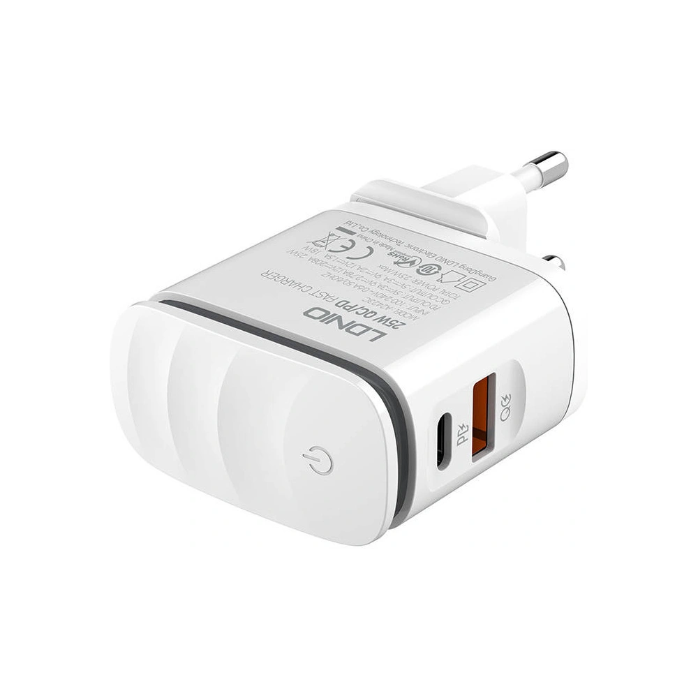 Ładowarka sieciowa LDNIO A2423C USB-A, USB-C + kabel Lightning