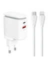 LDNIO Ladegerät A2423C USB-A, USB-C + USB-C/Lightning-Kabel