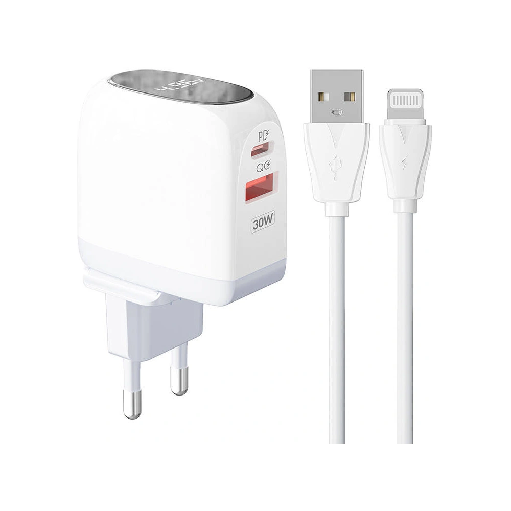 Ładowarka sieciowa LDNIO A2522C USB-A, USB-C 30W + kabel Lightning