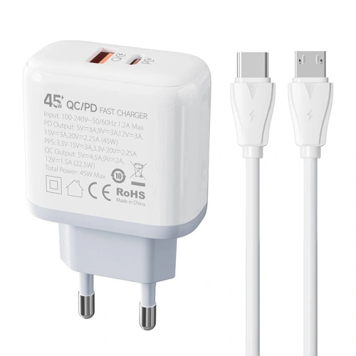 Kup Încărcător de rețea LDNIO A2526C USB-A, USB-C 45W + cablu microUSB 45W - LDN171 - {ean13} - Sklep Home Screen