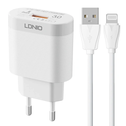 Kup Încărcător de rețea LDNIO A303Q USB-A 18W + cablu Lightning - LDN174 - {ean13} - Sklep Home Screen