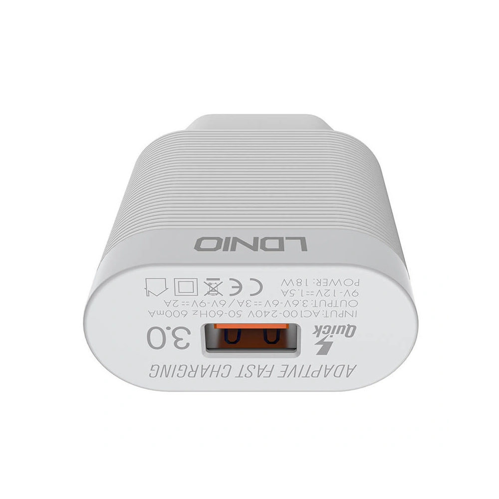 Ładowarka sieciowa LDNIO A303Q USB-A 18W + kabel Lightning