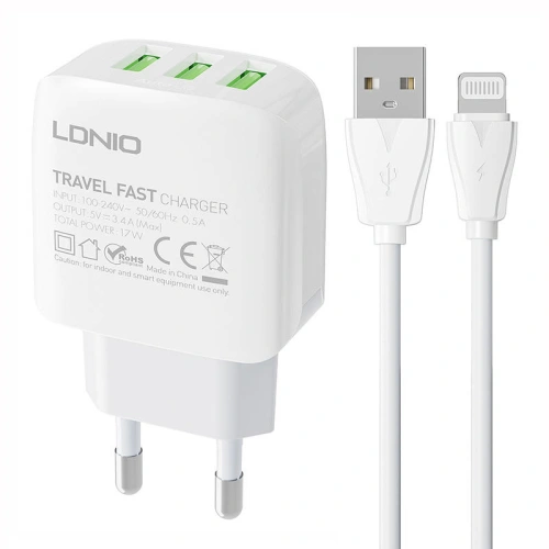 Kup Încărcător de rețea LDNIO A3312 3xUSB-A + cablu Lightning - LDN177 - {ean13} - Sklep Home Screen