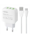 Încărcător de rețea LDNIO A3312 3USB + cablu USB-C