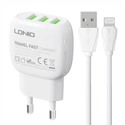 Kup Încărcător rețea LDNIO A3315 3USB + cablu Lightning - LDN180 - {ean13} - Sklep Home Screen