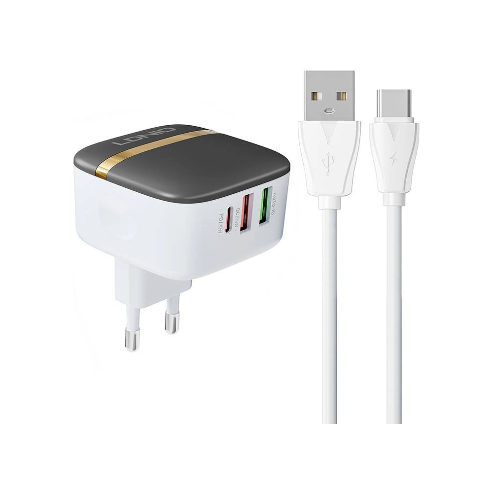 Ładowarka sieciowa LDNIO A3513Q 2xUSB-A, USB-C 32W + kabel USB-C