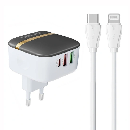 Kup LDNIO Ladegerät A3513Q 2xUSB-A, USB-C 32W + USB-C/Lightning-Kabel - LDN186 - {ean13} - Sklep Home Screen