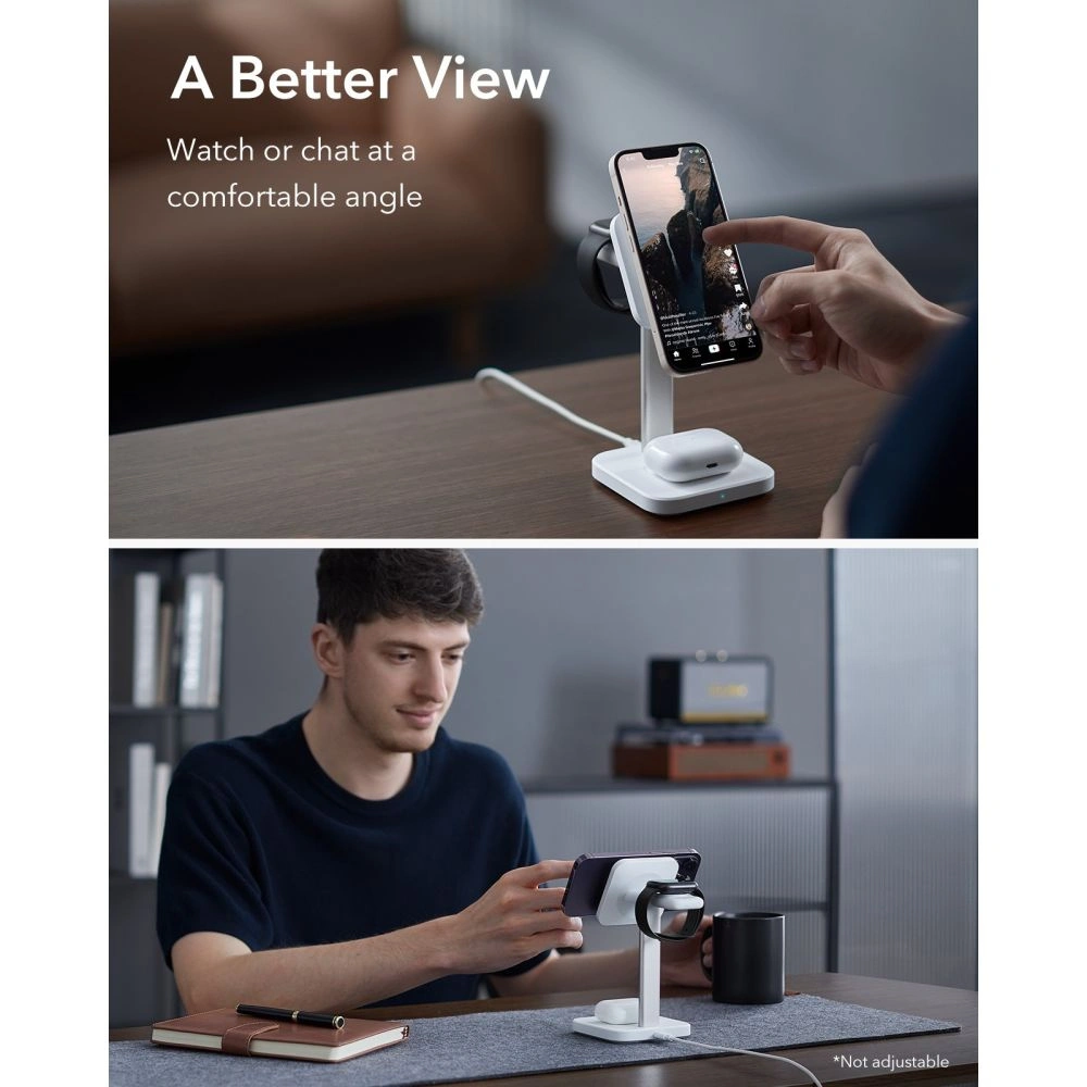 Ładowarka bezprzewodowa ESR Halolock 3in1 Watch Magnetic MagSafe Wireless Charger White