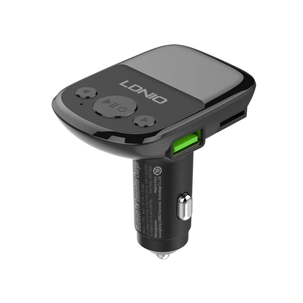 LDNIO C706Q Transmitter FM Bluetooth 2xUSBA, AUX + Lightning cable