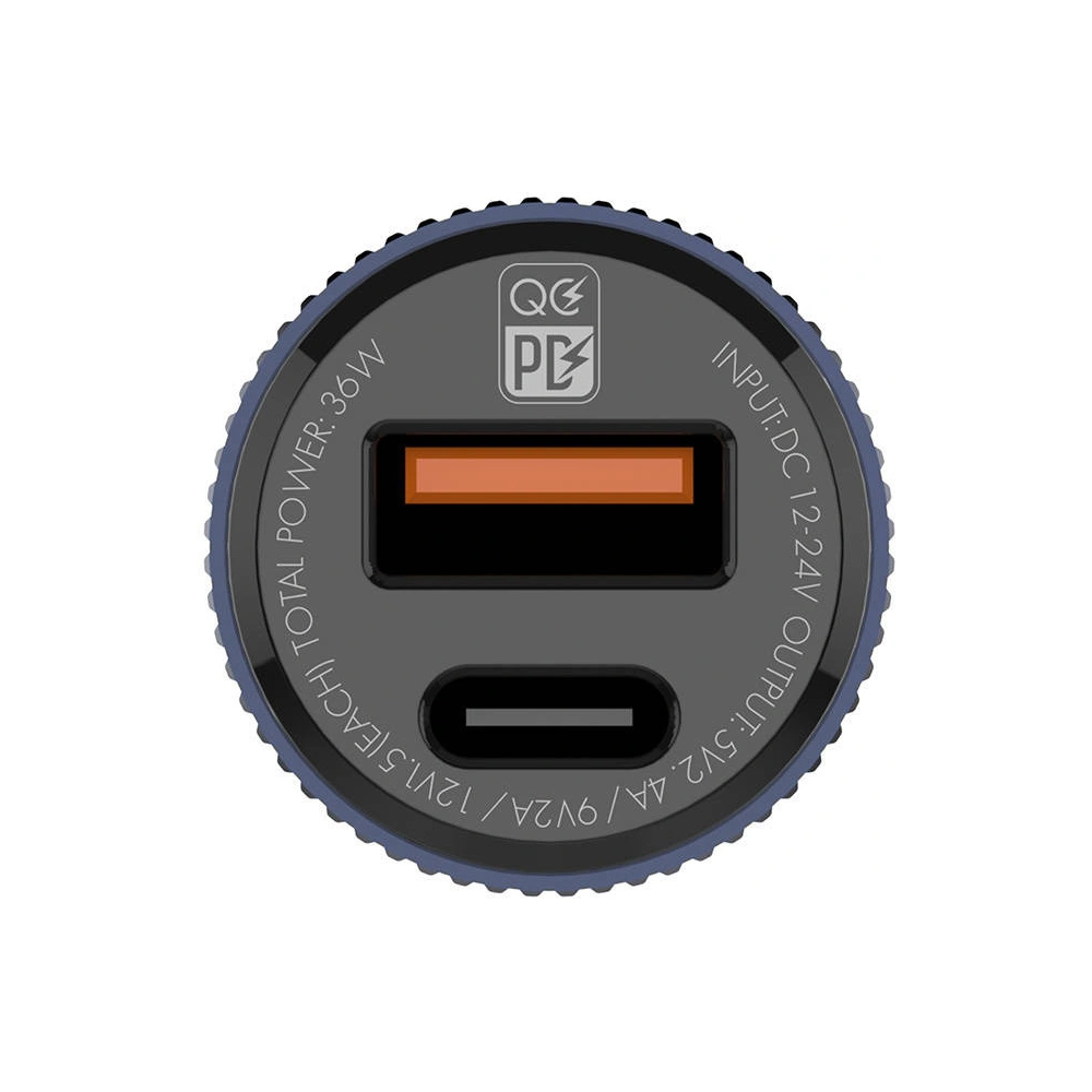 Ładowarka samochodowa LDNIO C510Q USB-A, USB-C + kabel USB-C/Lightning