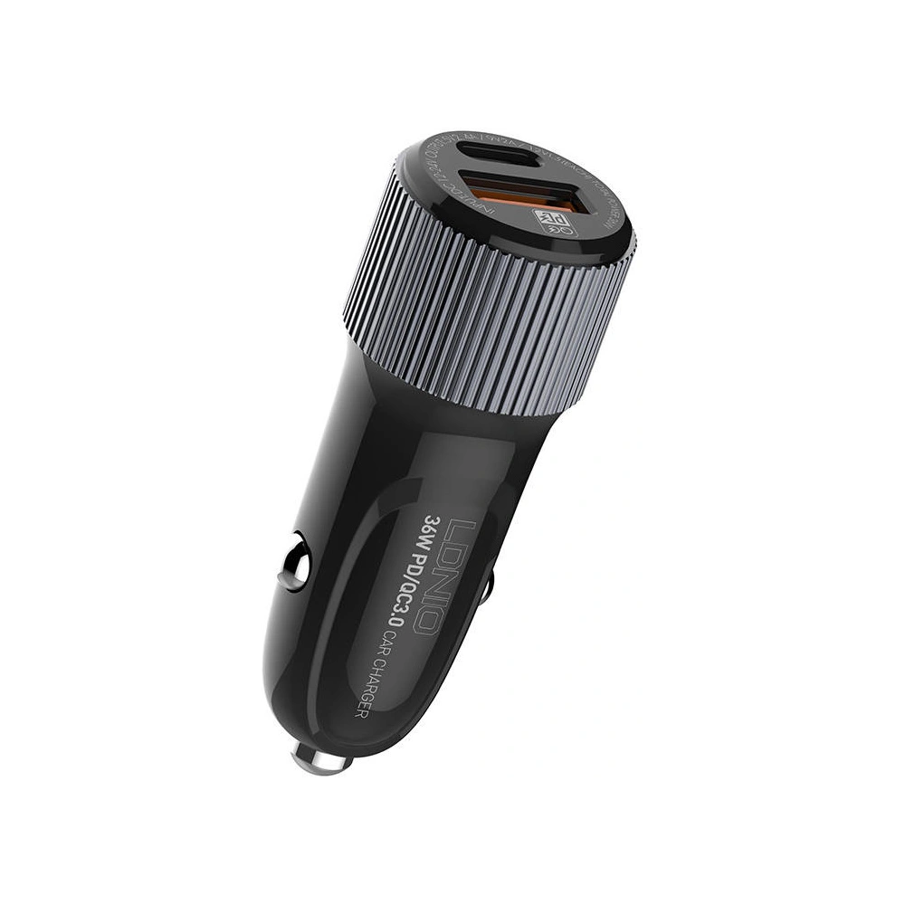 Ładowarka samochodowa LDNIO C510Q USB-A, USB-C + kabel USB-C/Lightning