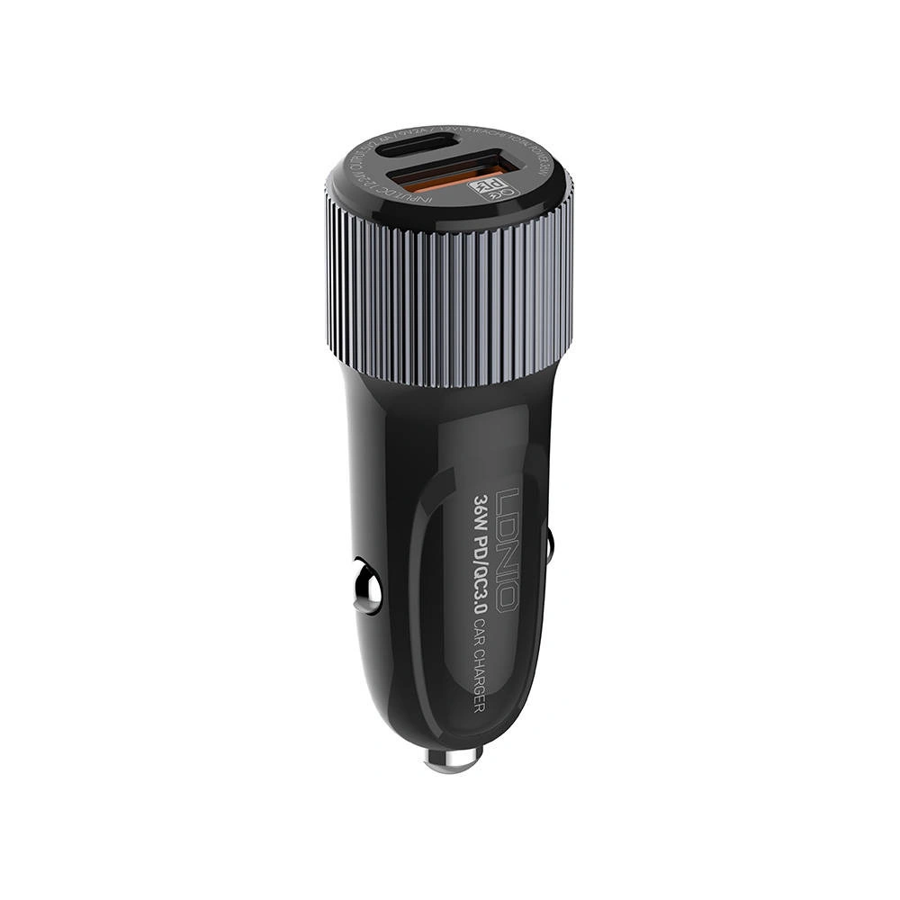 Ładowarka samochodowa LDNIO C510Q USB-A, USB-C + kabel microUSB