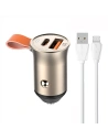 Auto nabíječka LDNIO C509Q USB-A, USB-C 30W + Lightning kabel