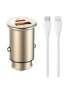 LDNIO Autoladegerät C506Q USB-A, USB-C + USB-C/Lightning-Kabel