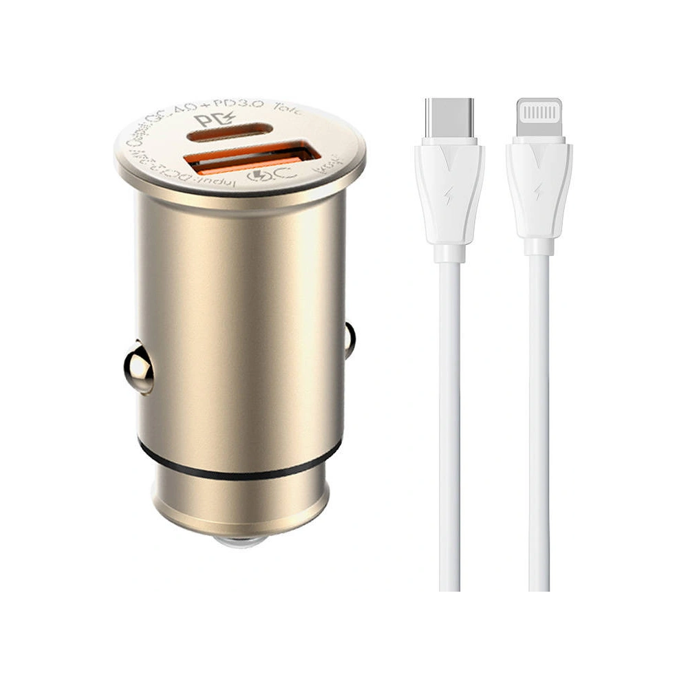 Ładowarka samochodowa LDNIO C506Q USB-A, USB-C + kabel USB-C/Lightning