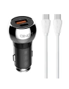 Autonabíječka LDNIO C1 USB-A, USB-C + kabel USB-C/USB-C
