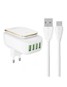 Nabíječka LDNIO A4405 4xUSB, LED lampa + microUSB kabel