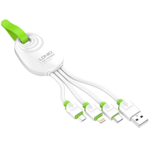 Kabel LDNIO LC95 3w1 USB-A - USB-C/Lightning/microUSB, 15cm