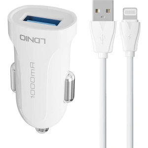 Kup Ładowarka samochodowa LDNIO DL-C17, 1x USB, 12W + kabel Lightning (biała) - LDN298 - {ean13} - Sklep Home Screen