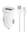 Autonabíječka LDNIO DL-C17, 1x USB, 12W + Lightning kabel (bílá)