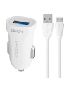Auto nabíječka LDNIO DL-C17, 1x USB, 12W + microUSB kabel (bílá)