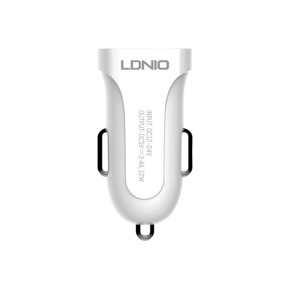 Ładowarka samochodowa LDNIO DL-C17, 1x USB, 12W + kabel USB-C (biała)
