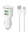 Autós töltő LDNIO DL-C29, 2x USB, 3.4A + microUSB kábel (fehér)