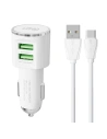 Autós töltő LDNIO DL-C29, 2x USB, 3.4A + USB-C kábel (fehér)