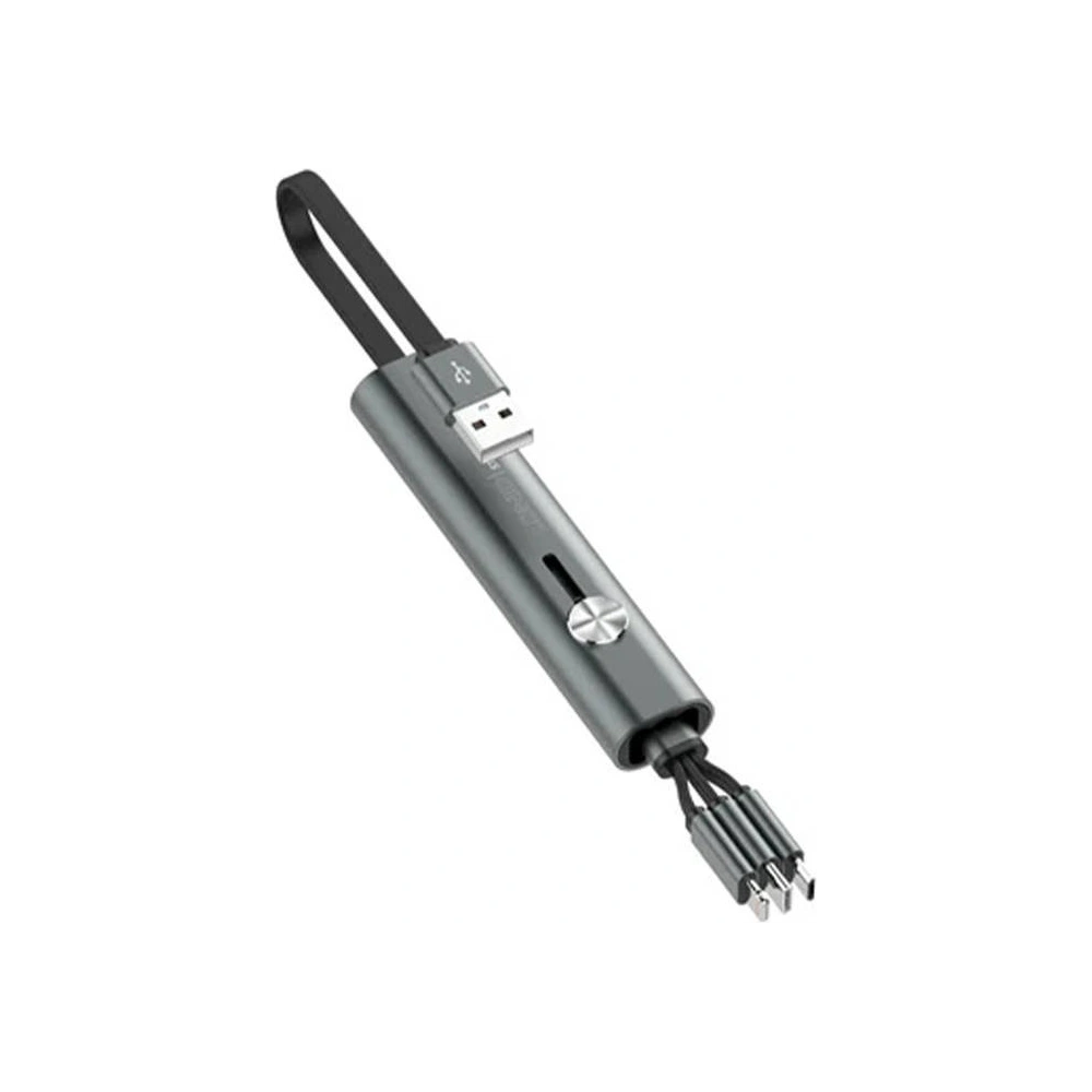 Kabel Baseus Fabric 3w1 USB-A - USB-C/Lightning/microUSB 3,5A 1,7m (szary)