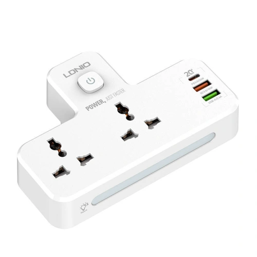 Buy LDNIO SC2311 Power Strip 2x AC, 2USB, USB-C, 2500W with night lamp (white) - LDN318 - {ean13} - Home Screen Store Europe