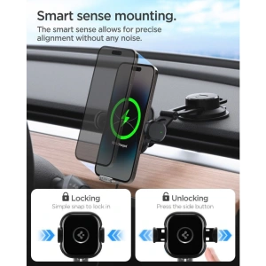 Buy Spigen UTS35W OneTap Universal Windshield & Dashboard Car Mount Wireless Charger Black - SPN2854 - {ean13} - Home Screen Store Europe