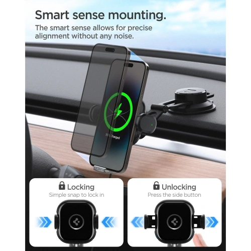Buy Spigen UTS35W OneTap Universal Windshield & Dashboard Car Mount Wireless Charger Black - SPN2854 - {ean13} - Home Screen Store Europe