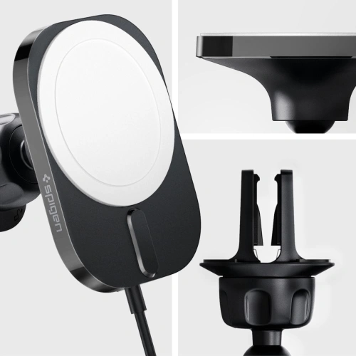 Kup Upevnění do auta s bezdrátovou nabíječkou Spigen ITM12W OneTap Pro 3 Magnetic MagSafe Vent Car Mount Wireless Charger Black - SPN2855 - {ean13} - Sklep Home Screen