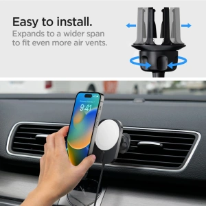Kup Uchwyt samochodowy z ładowarką bezprzewodową Spigen ITM12W OneTap Pro 3 Magnetic MagSafe Vent Car Mount Wireless Charger Black - SPN2855 - {ean13} - Sklep Home Screen