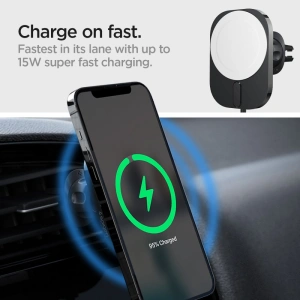 Kup Spigen Autohalterung mit kabellosem Ladegerät ITM12W OneTap Pro 3 Magnetic MagSafe Vent Car Mount Wireless Charger Black - SPN2855 - {ean13} - Sklep Home Screen