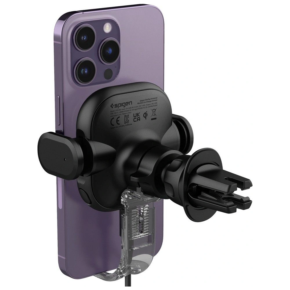 Uchwyt samochodowy z ładowarką bezprzewodową Spigen UTS12W OneTap Universal Vent Car Mount Wireless Charger Black