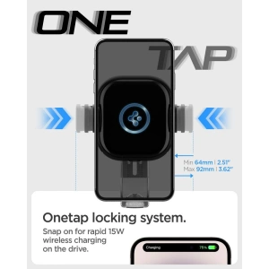 Kup Uchwyt samochodowy z ładowarką bezprzewodową Spigen UTS12W OneTap Universal Vent Car Mount Wireless Charger Black - SPN2857 - {ean13} - Sklep Home Screen
