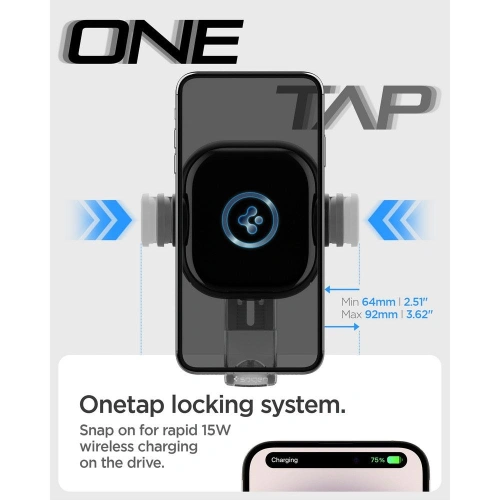 Kup Uchwyt samochodowy z ładowarką bezprzewodową Spigen UTS12W OneTap Universal Vent Car Mount Wireless Charger Black - SPN2857 - {ean13} - Sklep Home Screen