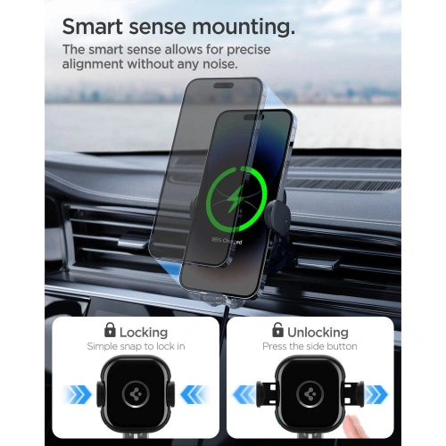 Kup Uchwyt samochodowy z ładowarką bezprzewodową Spigen UTS12W OneTap Universal Vent Car Mount Wireless Charger Black - SPN2857 - {ean13} - Sklep Home Screen