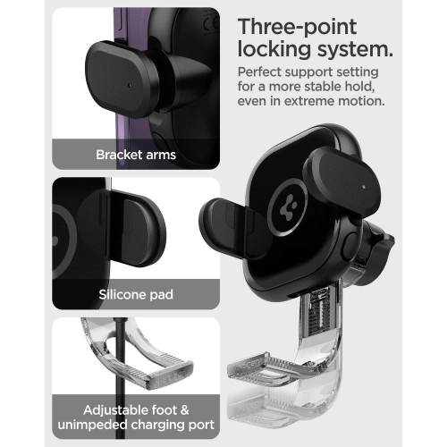 Kup Autós tartó vezeték nélküli töltővel Spigen UTS12W OneTap Universal Vent Car Mount Wireless Charger Fekete - SPN2857 - {ean13} - Sklep Home Screen