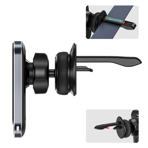 Kup Autós tartó vezeték nélküli töltővel Tech-Protect MM15W-V2 Magnetic MagSafe szellőzőnyílás autós tartó vezeték nélküli töltő 15W fekete - THP1915 - {ean13} - Sklep Home Screen