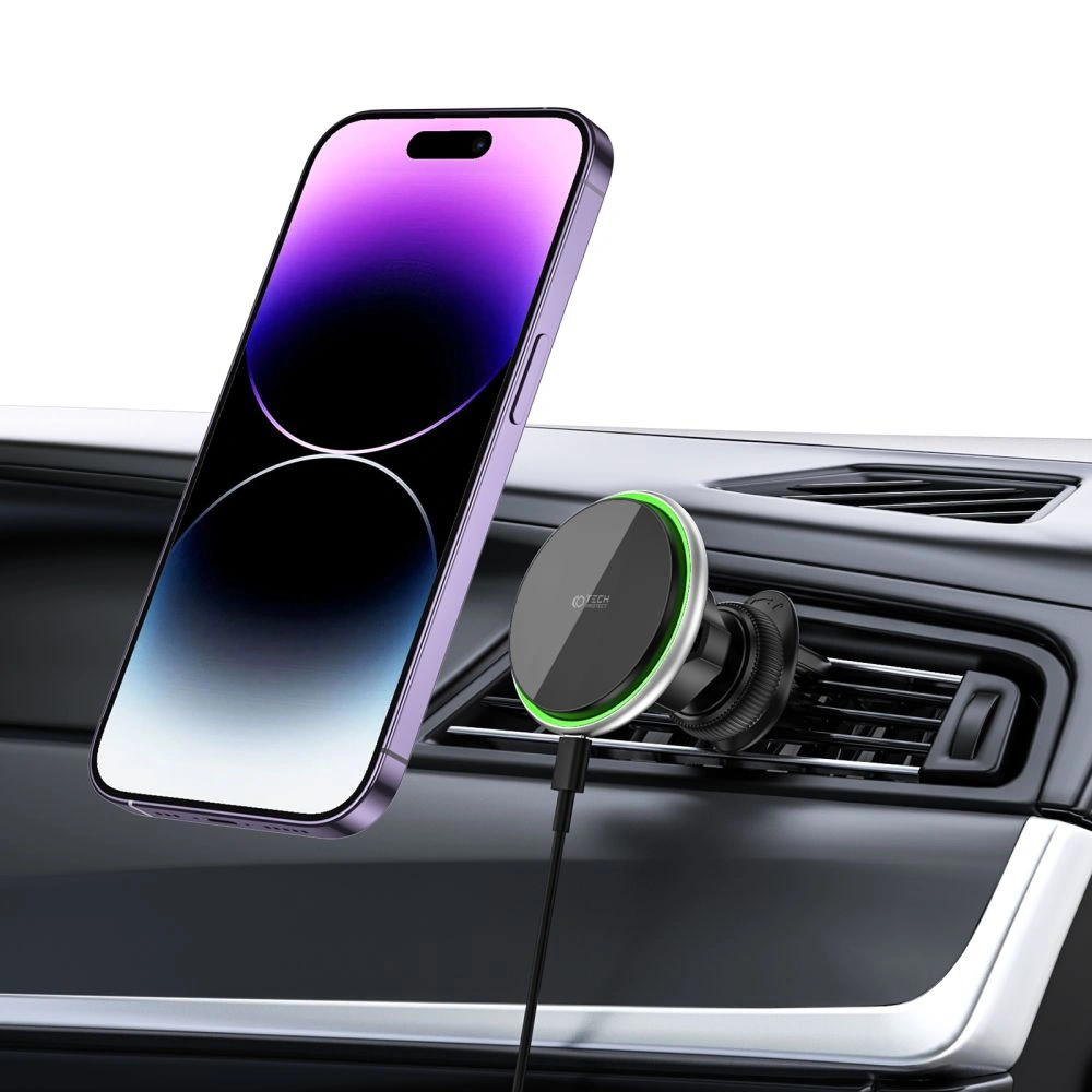 Uchwyt samochodowy z ładowarką bezprzewodową Tech-Protect MM15W-V3 Magnetic MagSafe Vent Car Mount Wireless Charger 15W Black