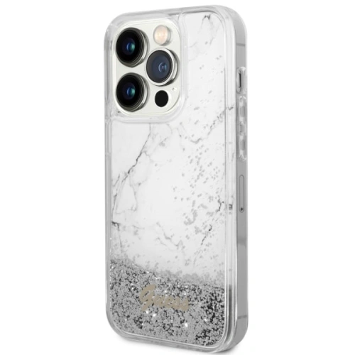 Buy Guess GUHCP14LLCSGSGH Apple iPhone 14 Pro white hardcase Liquid Glitter Marble - GUE2452 - {ean13} - Home Screen Store Europe