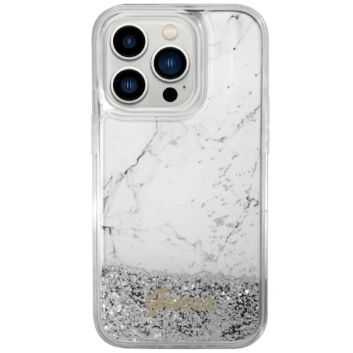 Buy Guess GUHCP14LLCSGSGH Apple iPhone 14 Pro white hardcase Liquid Glitter Marble - GUE2452 - {ean13} - Home Screen Store Europe