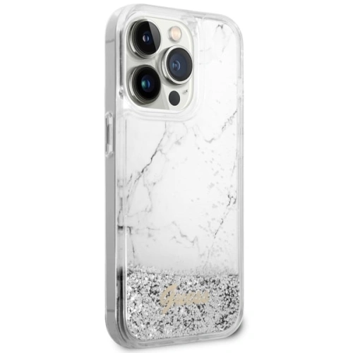 Buy Guess GUHCP14LLCSGSGH Apple iPhone 14 Pro white hardcase Liquid Glitter Marble - GUE2452 - {ean13} - Home Screen Store Europe