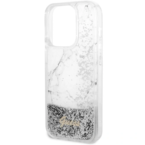 Buy Guess GUHCP14LLCSGSGH Apple iPhone 14 Pro white hardcase Liquid Glitter Marble - GUE2452 - {ean13} - Home Screen Store Europe