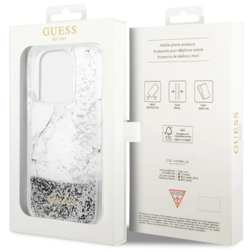 Buy Guess GUHCP14LLCSGSGH Apple iPhone 14 Pro white hardcase Liquid Glitter Marble - GUE2452 - {ean13} - Home Screen Store Europe