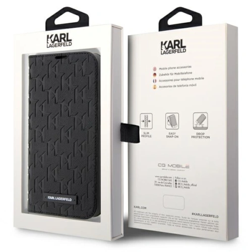 Kup Karl Lagerfeld Apple Tasche KLBKP14LSAKLHPK iPhone 14 Pro Buchhülle schwarz/schwarz Saffiano Monogram - KLD1528 - {ean13} - Sklep Home Screen