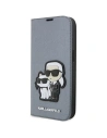 Etui Karl Lagerfeld KLBKP14LSANKCPG Apple iPhone 14 Pro husa argintie/silver Saffiano Karl & Choupette